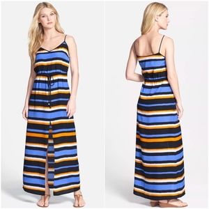 Michael Kors Black Blue Striped Maxi Dress